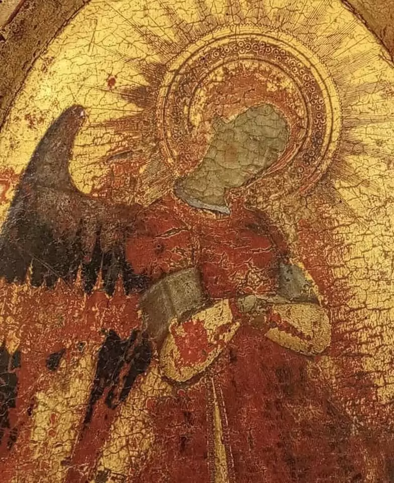 Il Sassetta, Angel Gabriel, detail, c. 1428-1430, tempera and gold on panel, Massa Marittima, Museo di San Pietro all’Orto