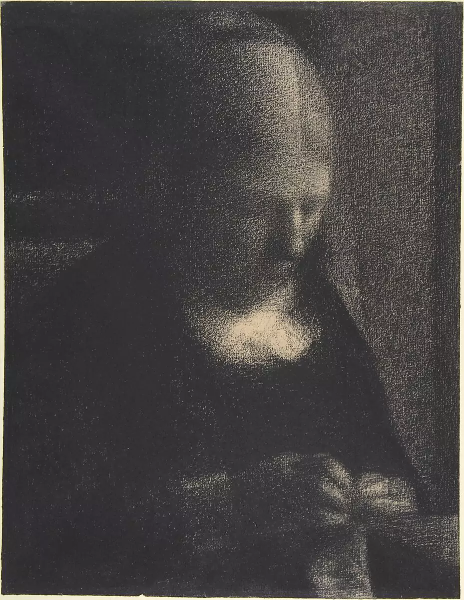 Georges Seurat, Embroidery The Artist's Mother, 1882–83, Conté crayon on Michallet paper