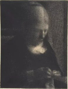 Georges Seurat, Embroidery The Artist's Mother, 1882–83, Conté crayon on Michallet paper