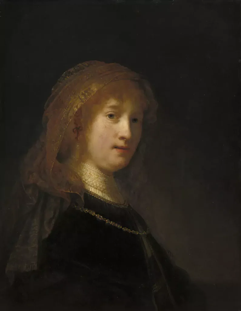 Rembrandt, Saskia van Uylenburgh, the Wife of the Artist, probably begun 1634/1635 and completed 1638/1640
