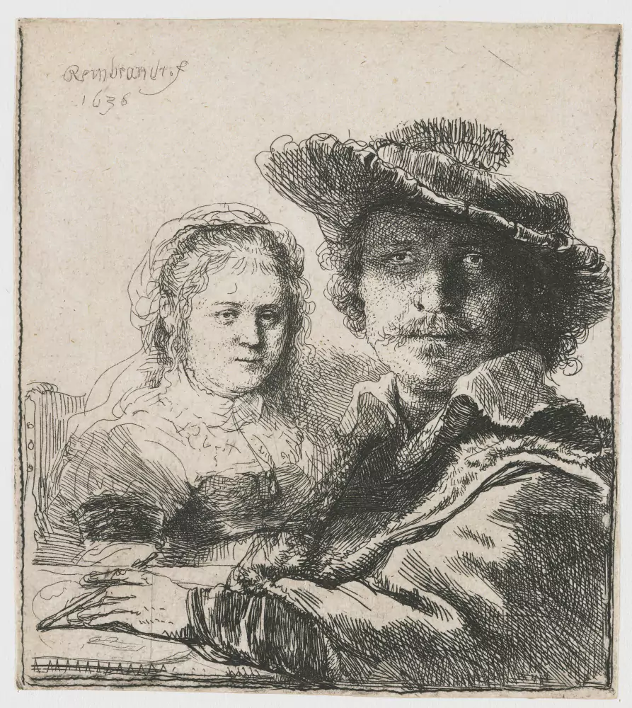 Rembrandt van Rijn, Self-Portrait with Saskia, 1636, etching