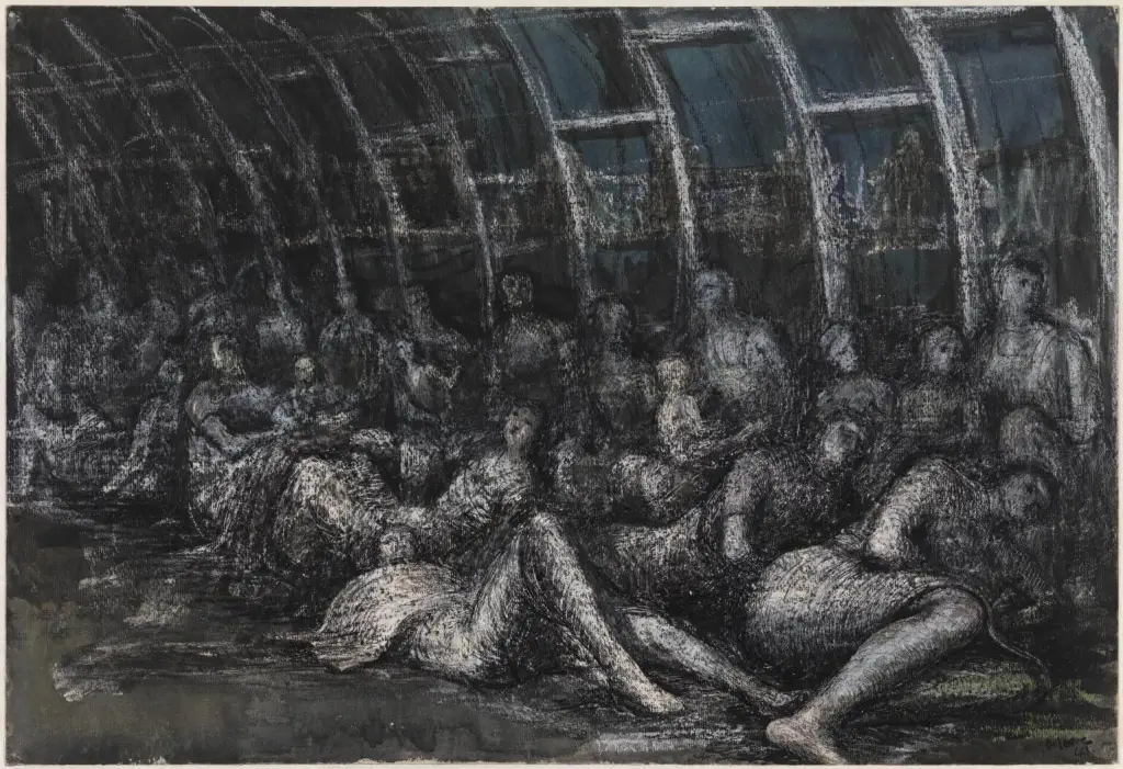 Shelterers in the Tube‘ by Henry Moore, 1941. © Tate. 