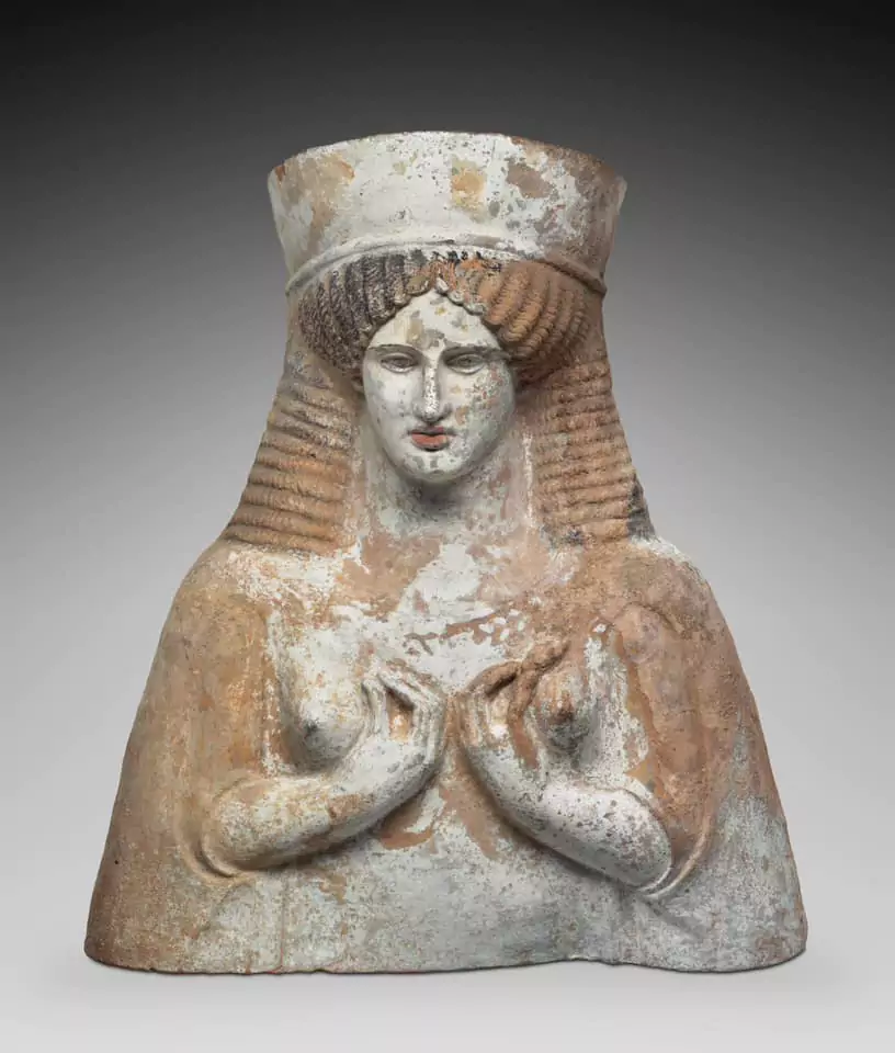Greek terracotta Bust of Demeter or Persephone, c. 450-400 B.C.