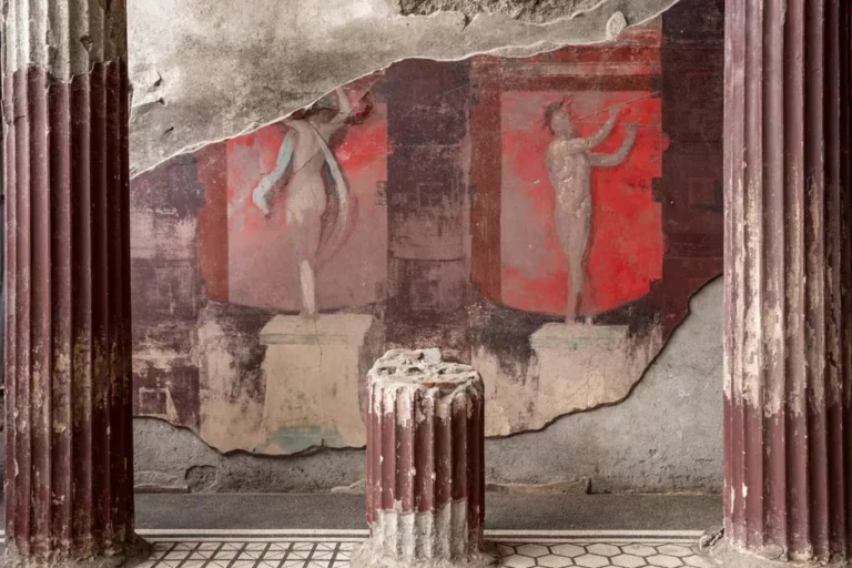 The Dionysian fresco, at the house of Thiasos, was unearthed from a banquet hall amid excavations to Insula 10 Regio IX in Pompeii. (all images courtesy Parco Archeologico di Pompei)