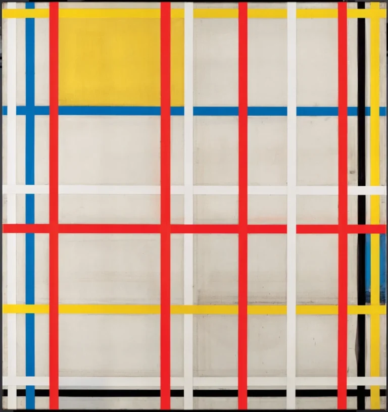 Piet Mondrian, New York City, 3 (unfinished), 1941, Oil, pencil, chalk and coloured tape on canvas. 117 x 110 cm, Museo Nacional Thyssen-Bornemisza, Madrid