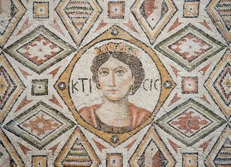 Byzantine mosaic of Ktisis (ΚΤΙCIC) from Antioch, 5th century