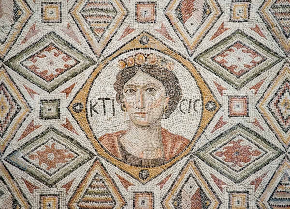 Byzantine mosaic of Ktisis (ΚΤΙCIC) from Antioch, 5th century